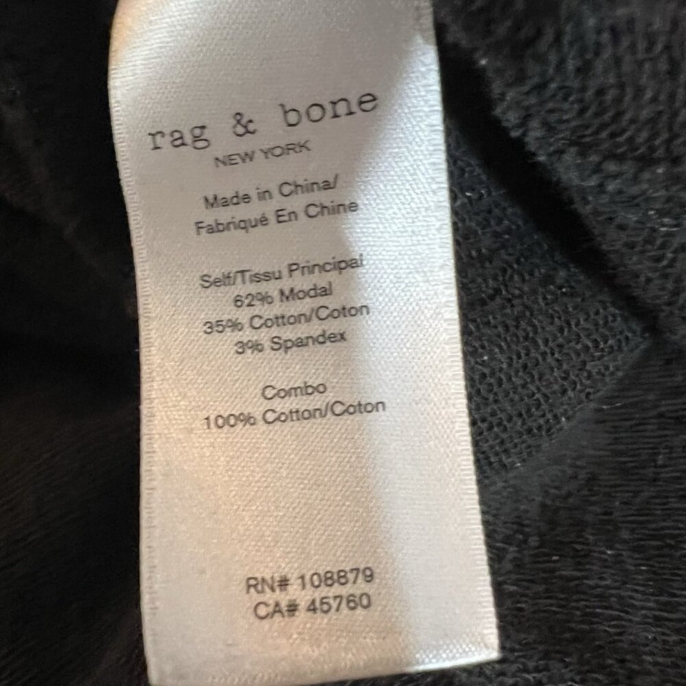 Rag & Bone V Neck Sweatshirt Size Large Women’s Black Flora Pullover Stretch - Picture 9 of 10